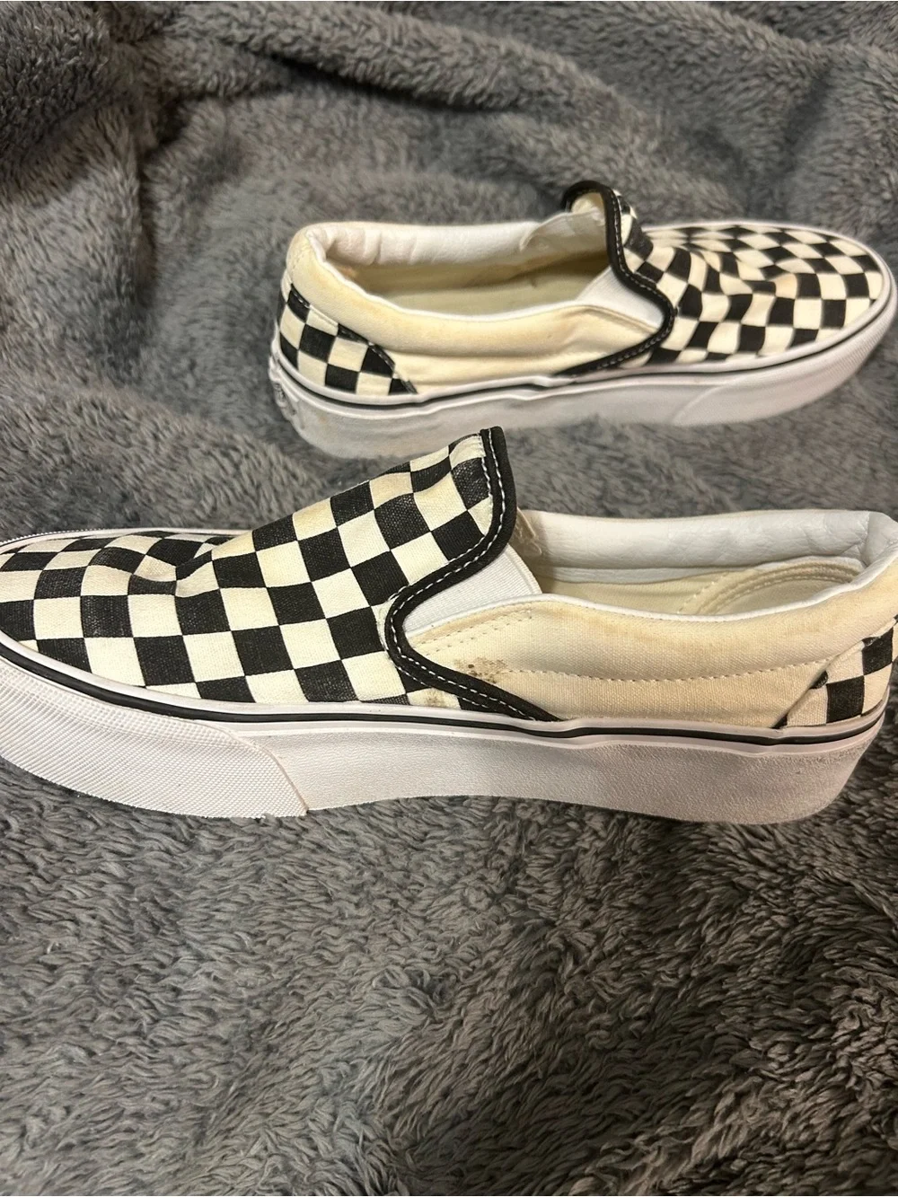 Vans Checkerboard Slip-On Sneakers in Black and White